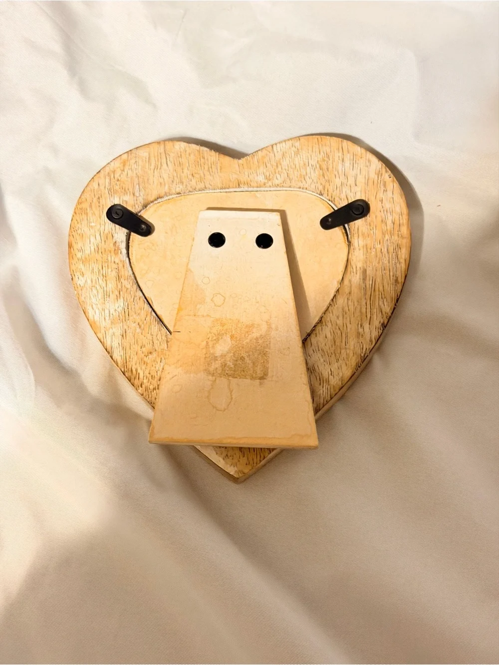 Carved Wood Heart Picture Frame Distressed White Cottagecore Romantic Decor